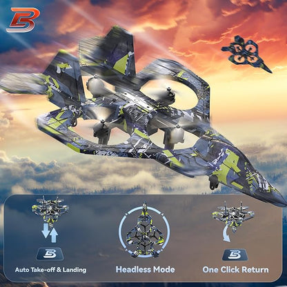 BEZGAR HQ057X RC Fighter Airplane丨Mini Drone Remote Control Jet Plane Stunt Drone for Adults &amp Kids Toy with Light Gift for Kids Beginner Blue