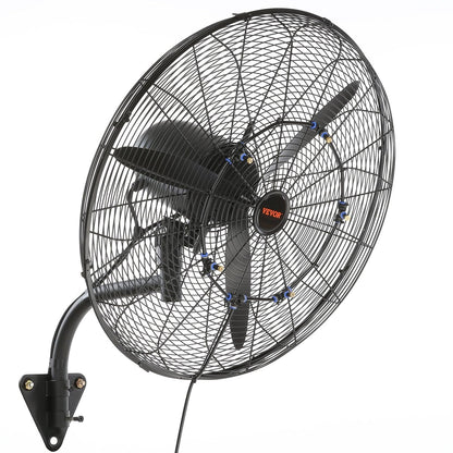 VEVOR 24 Inch 3-Speed 7000 CFM Black Waterproof Wall Mount Oscillating Fan