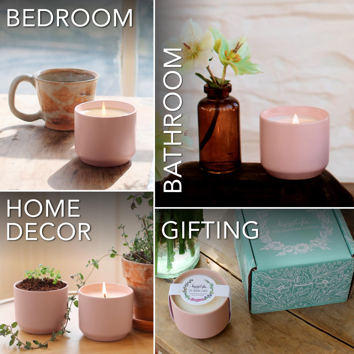 The Growing Candle, Unscented Fragrance Free Candles, 8oz Ceramic Pot, 100% Soy, Adelyn