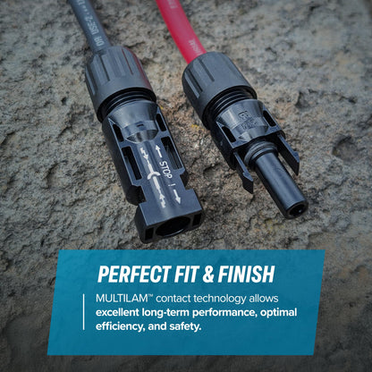 TEMCo Solar Panel Extension Cable 8 AWG 100 Ft Red + 100 Ft Black w/Staubli MC4 Connectors