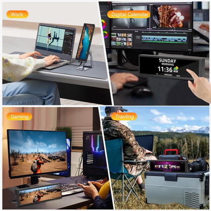 8.8 Inch Small Touchscreen Monitor, PC Temperature Display 1920x480, 60Hz HDMI PC Sensor Panel Display, IPS Mini Screen for Raspberry Pi, AIDA64 CPU RAM Data Temperature Monitor for ARGB Computer Case
