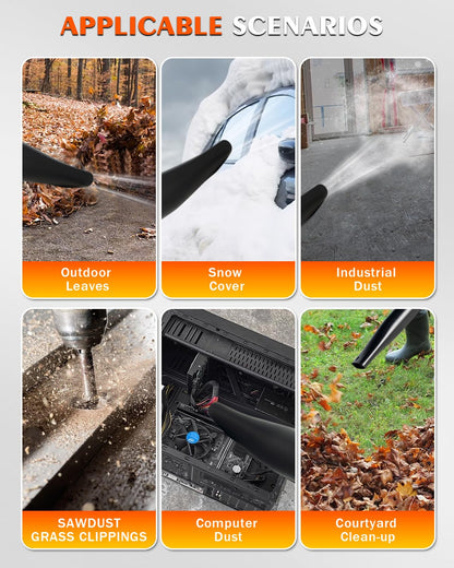 Getell Handheld Gas Leaf Blower – 26cc Two-Cycle Engine, 180 mph, 380 cfm – High-Velocity Yard Clearing Tool for Lawn Care, Driveways, and Light Snow Removal (Black Orange)