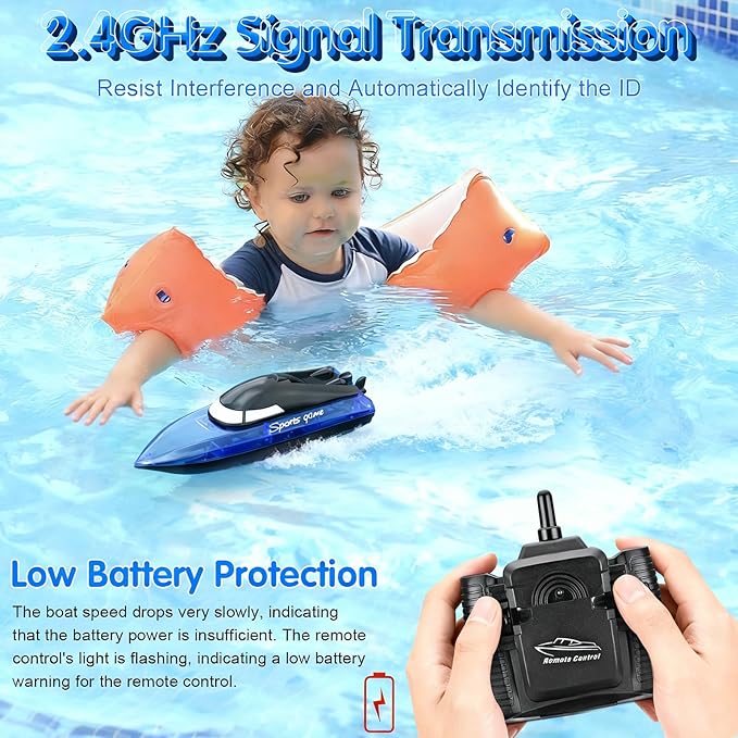RC Boat with 1800mAh Battery Transparent Remote Control Boat with 10 LED Lights Auto Reverse 2.4 GHz Double Waterproof Racing Speedboat Toy for Kids and Adults Gift for Boys Girls for Lake &amp Po