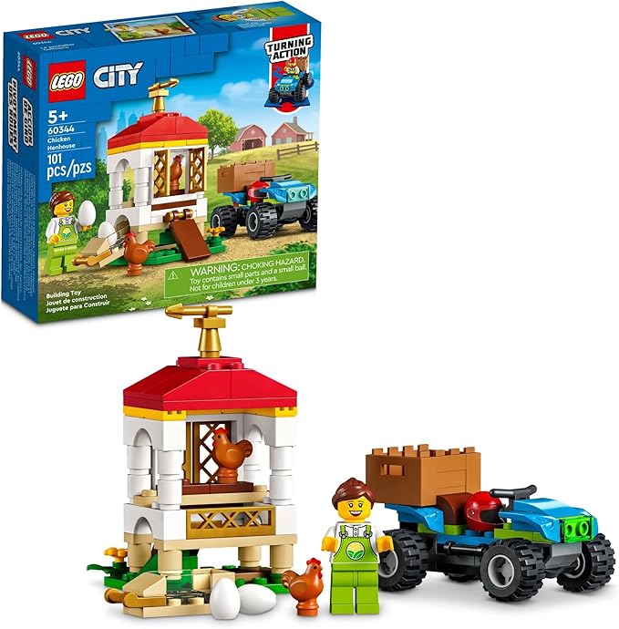LEGO City Chicken Henhouse 60344 Building Farm Toy Set for Kids Boys and Girls Ages 5+ (101 Pieces)