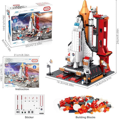 Space Exploration Shuttle Toys for 8-12 and 8-14 Years Boys Kids 1008pcs 7 Models Aerospace Building Set with Heavy Transport Rocket and Launcher Educational Construction Toy