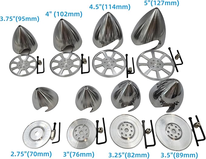 Metal Propeller Spinner Dia 70mm-127mm CNC Plane Spinner for DLE Gasoline Engine DLE20 DLE30 DLE55 DLE111 DLE222 RC Airplane (3.75 inch(95MM))