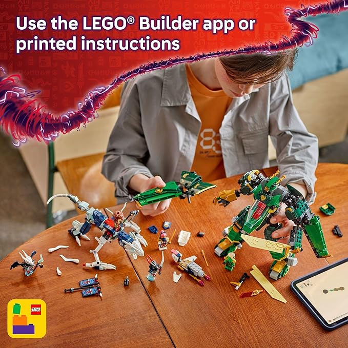 LEGO NINJAGO Lloyd's Jet Mech Building Toy - Model Building Kit for Boys &amp Girls Ages 9+ - Transforming Playset for Kids W/ 5 Ninja Toy Minifigures - Dragons Rising Gift Idea for Birthdays - 7184