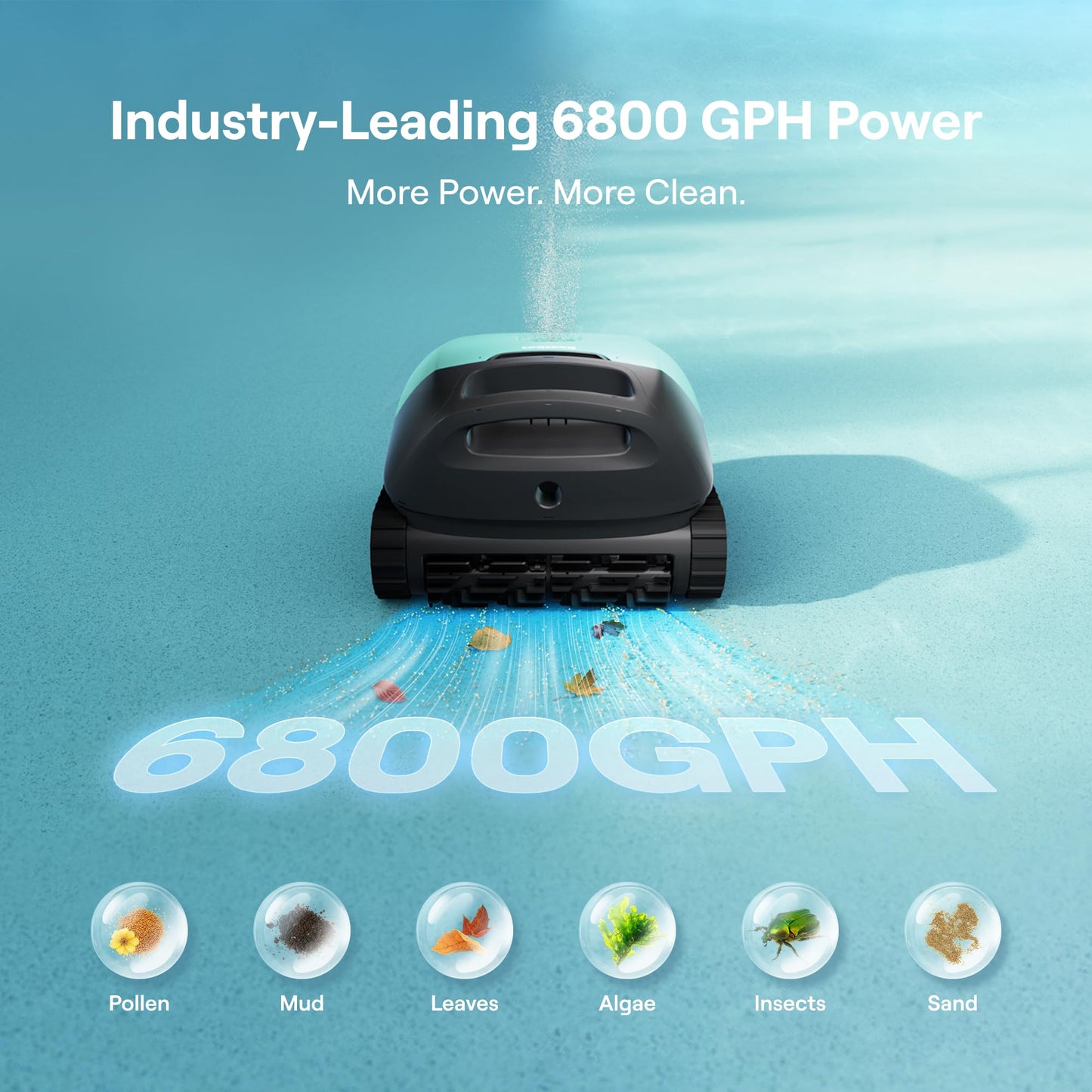 Beatbot Sora 10 Cordless Robotic Pool Vacuum Cleaner with iSkim 24/7 Cleaning Solar Powered Skimmer, Cleans Floor, Walls, Waterline and Surface-Mint Green & Blue