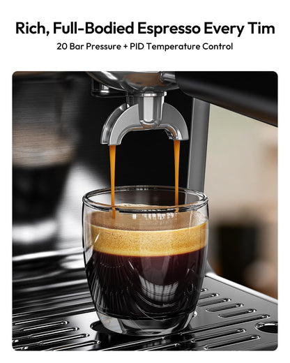 EUHOMY Espresso Machine with Grinder, 20 Bar Professional Espresso Coffee Maker for Home,with Milk Frother for Latte, Cappuccino & Barista-Style