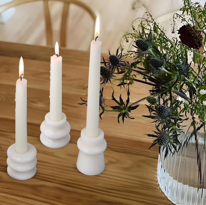 Vixdonos Marble Candle Holder Set of 3 Taper Candle Candlestick Mantle Candle Stand for Home Decor,Wedding,Party and Table Centerpieces(White)
