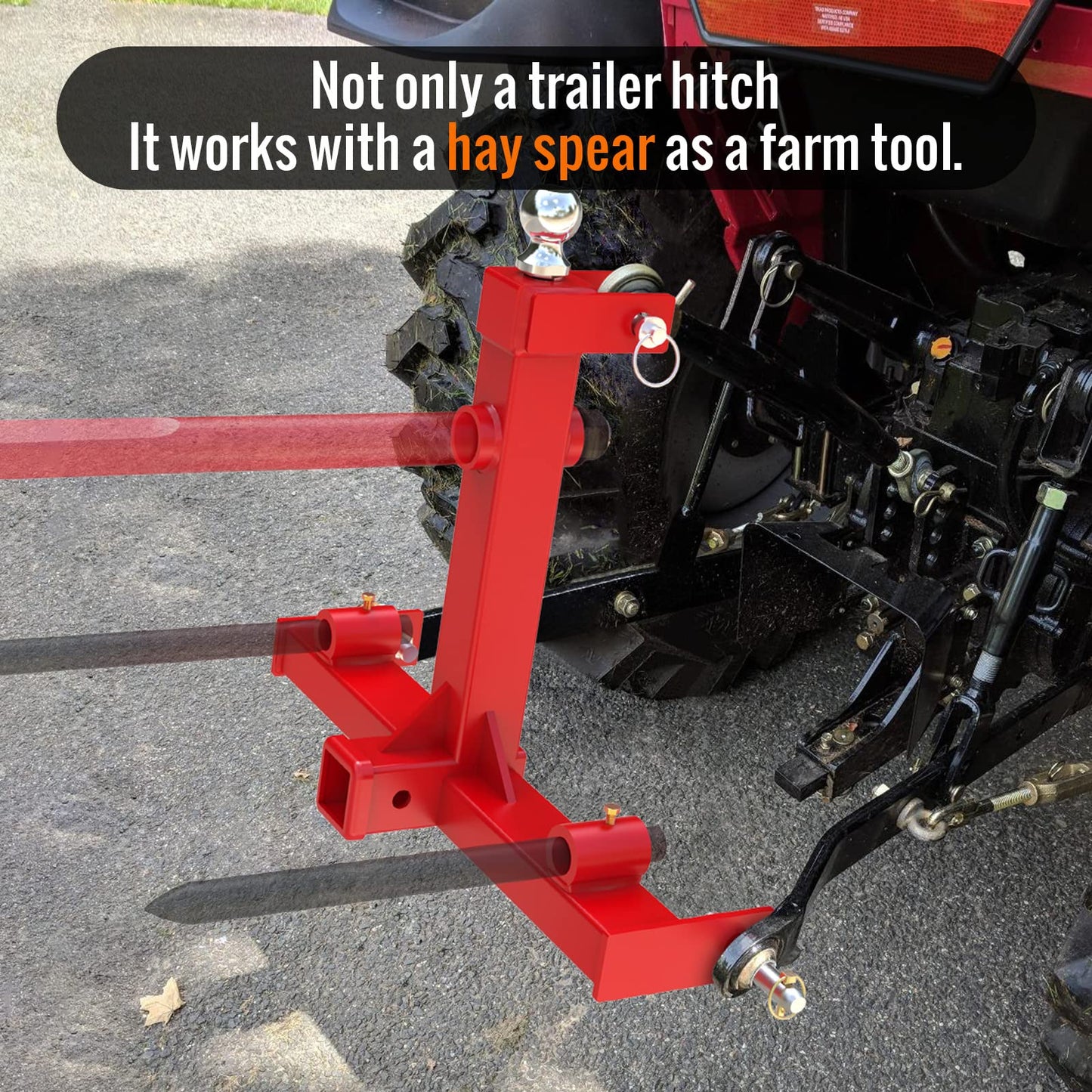 Sulythw 3 Point Hitch Attachment, 3pt Quick Trailer Hitch 2" Receiver Category 1 Attachment, 3000lbs Capacity with Trailer 2-5/16" Ball Gooseneck 3 Point Hitch Receiver Tractor Tow Drawbar