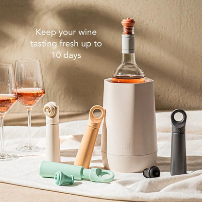 Vacu Vin Wine Saver Loop – Made in the Netherlands – Premium Wine Preserver Pump with Stopper – Reseals & Preserves Wine – Airtight Air Removal System – Graphite