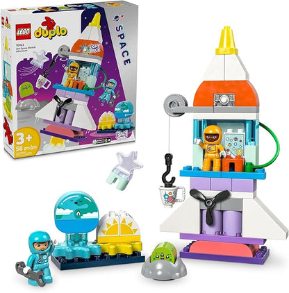 LEGO DUPLO 3 in 1 Space Shuttle Adventure Toddler Building Toys - Space Toys for Boys &amp Girls Ages 3+ Years - Gift for Christmas - Learning &amp Pretend Play Activity - 10422
