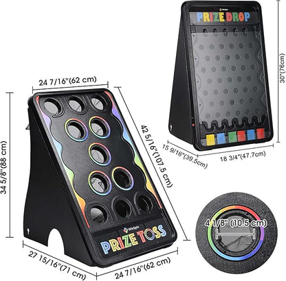 WinSpin 30x19 Prize Drop Board w/LED Light &amp 41x25 Prize Toss Bean Bag Toss Game w/ 10 Pucks &amp 5 Bean Bags for Carnival Event