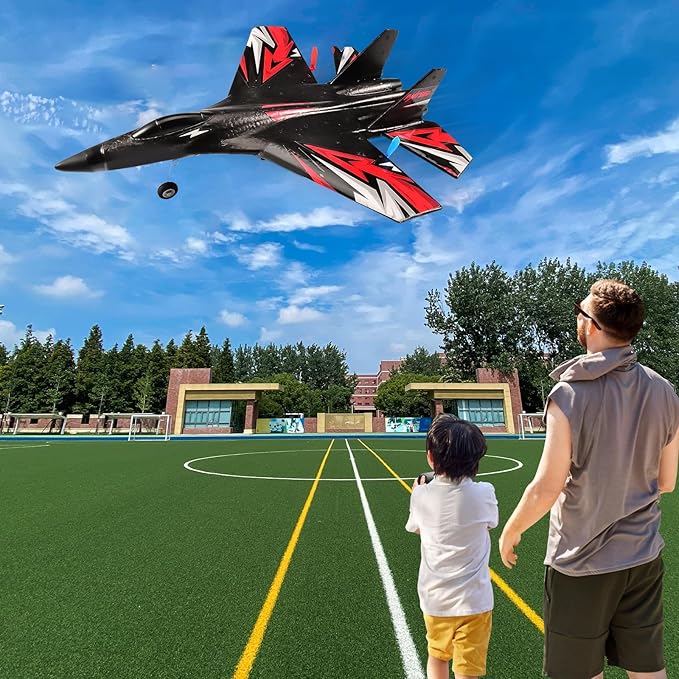 Fremego SU27 RC Plane 2.4GHZ RC Airplane Ready to Fly Remote Control Airplane W/ 2 Batteries &amp 6-axis Gyro Stabilizer 2CH RTF Hobby RC Glider for Beginners Kids Boys Girls Adults
