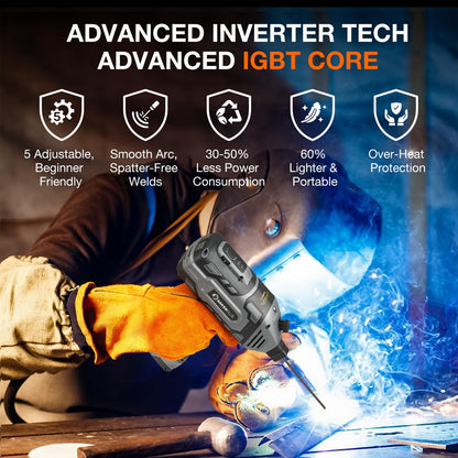 Sakerplus Portable Welding Machine, Handheld Welder Machine 110V, ARC Portable Welder with IGBT Inverter 5 Variable Current Adjustment, 30pcs 3/32" Wire Rods, Welding Helmet, Carrying Case Included