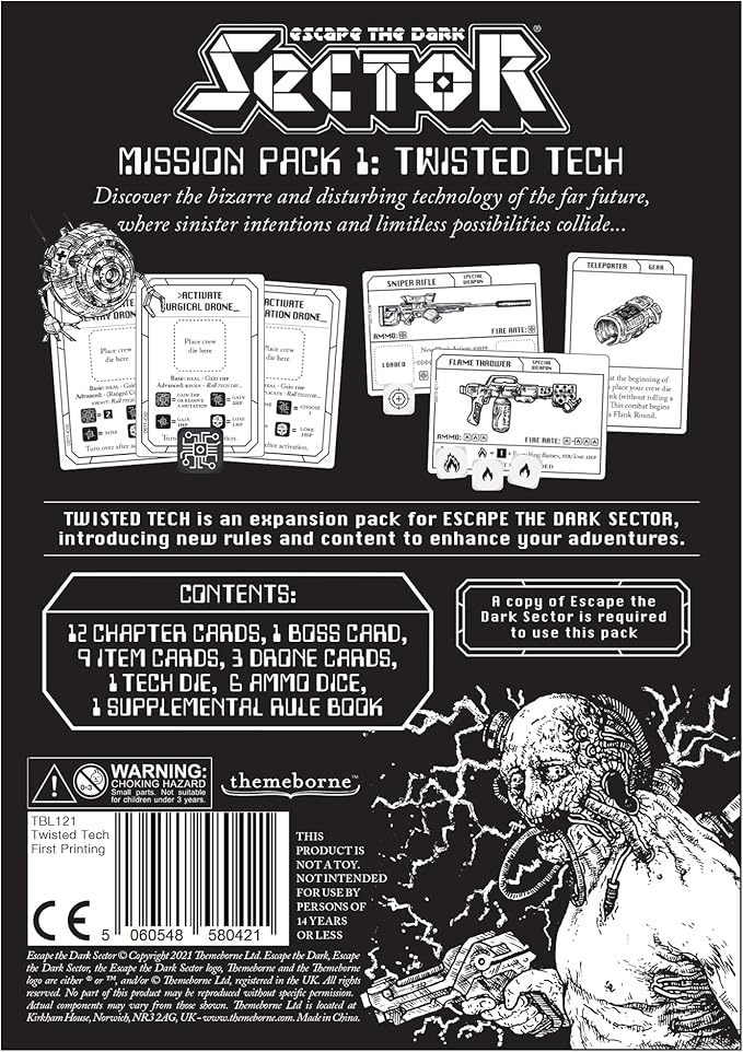 Escape the Dark Sector Board Game Twisted Tech Mission Pack 1 - Unleash Sinister Technology! Cooperative Sci-Fi Adventure Game for Adults Ages 14+ 1-4 Players 45 Min Playtime Made by Themeborne