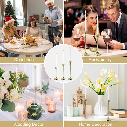 Tunyet Candlestick Holders 6PCS, Metal Taper Candle Holder, Gold Candle Holders for Pillar Candles, Candle Holder for Wedding Fireplace Mantel Housewarming Gift