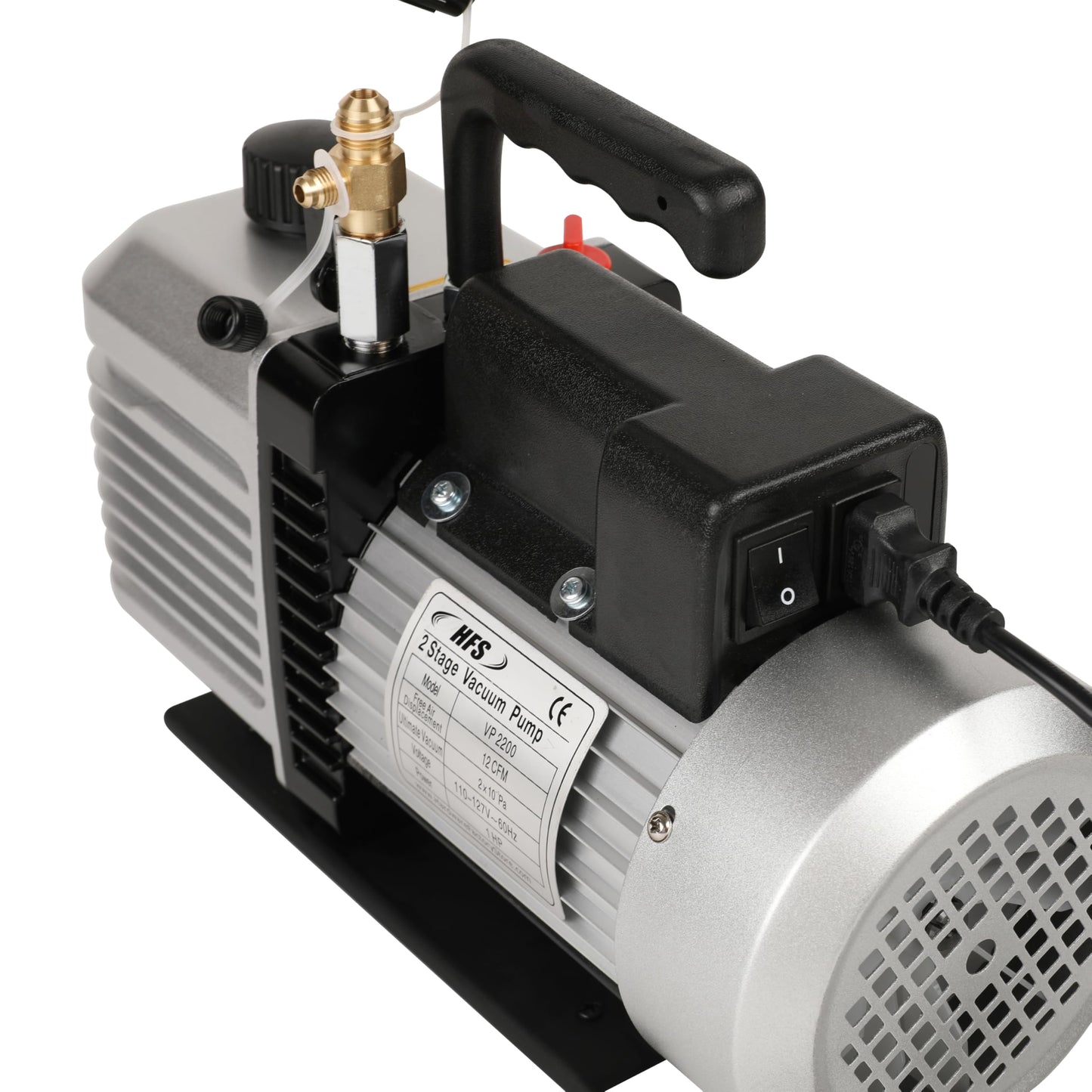 HFS(R) 2 Stage Rotary Vein Vacuum Pump - 12 CFM, 1HP, 110V, 1/4"-3/8" SAE Inlet Port