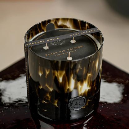Apothecary Guild Scented Opal Glass Jar Candle- Black Fig Vetiver - 50 oz/3-Wick