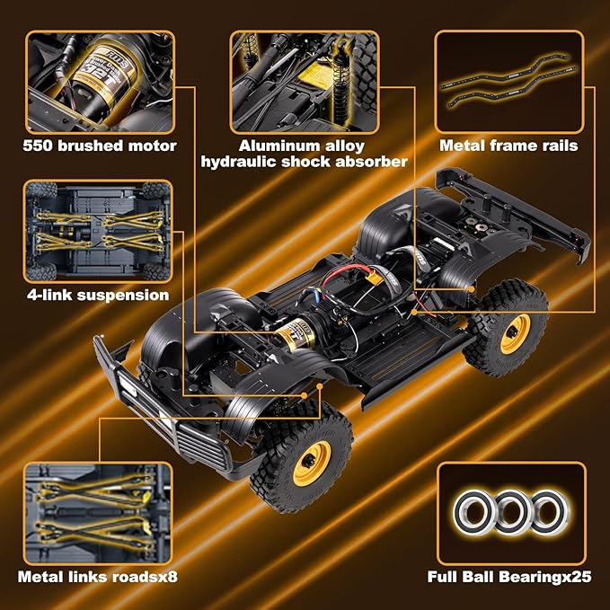FMS FCX10 1/10 RC Crawler Land Rover Camel Trophy Edition Official Licensed 4WD All Terrain Off-Road RC Truck for Adults High-Detail Scale RC Car with Metal Gears Upgraded Shocks (Range Rover)