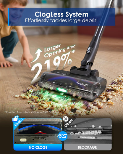 Tineco Pure ONE S70 Cordless Vacuum Cleaner, 200AW Powerful Suction, Up to 95min Runtime, Zero Tangle Brush,180° Foldable Tube, Stick Vacuum Cleaner for Pet Hair, Carpet & Hard Floor (Gray)