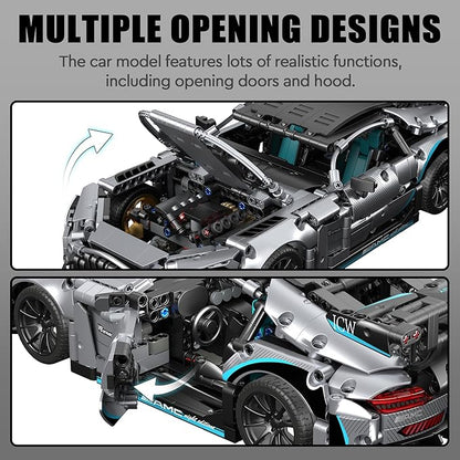 HIGH GODO Super Sports Car Building Sets for Adults 1:14 MOC Buildable Racing Cars Model Building Blocks Kit Supercar Birthday Gifts for Teens 14+ (1466pcs)