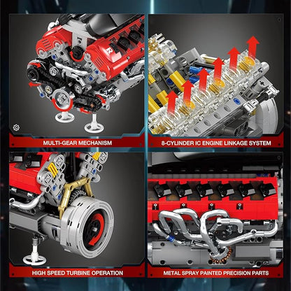 Reobrix V12 Engine Building Kit for Adults 65° V-Angle Supercar Engine Model with Motor Precision Mechanical Model Engines Kit for Display &amp Collection STEM Gift for Car Enthusiasts