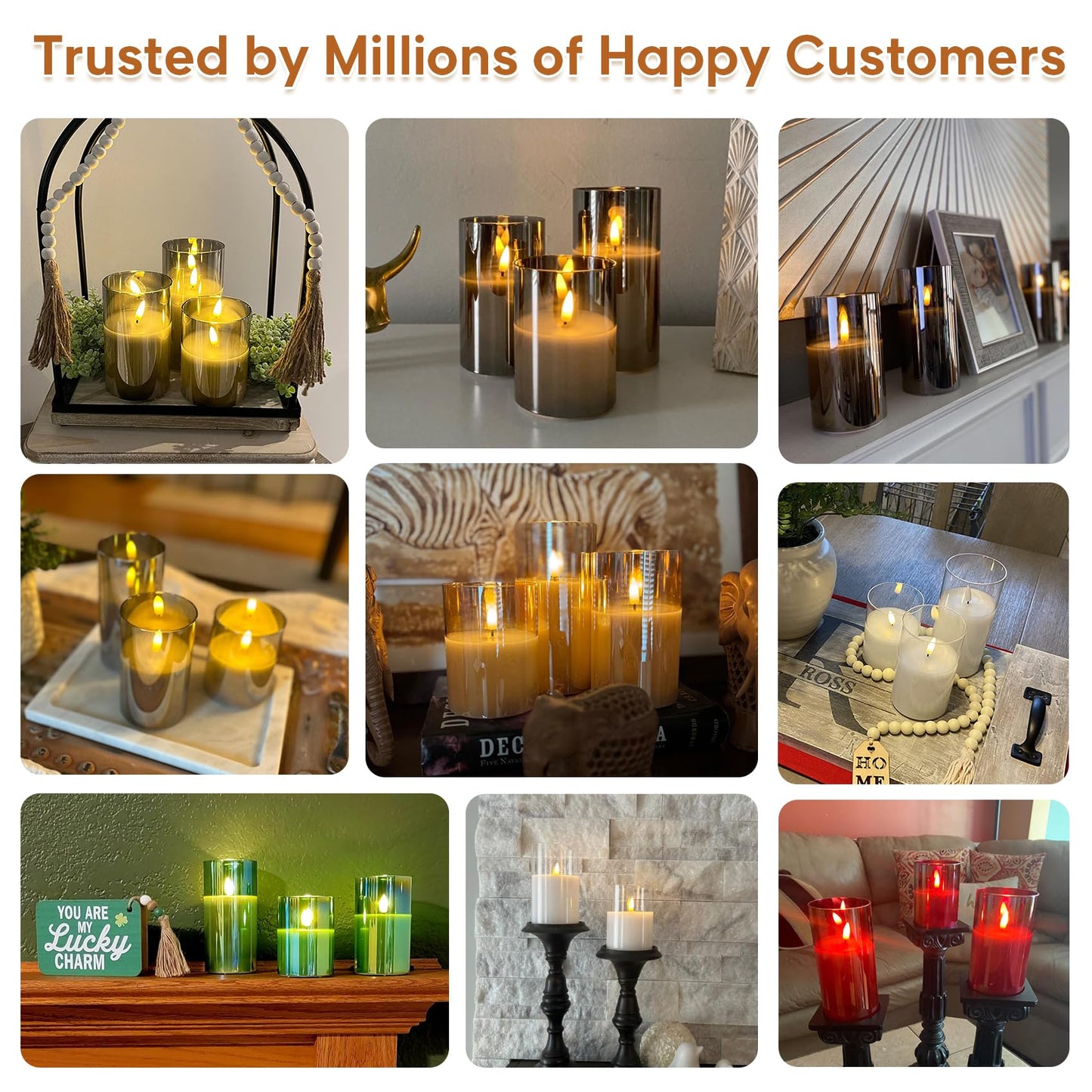 Eywamage Green Glass Flameless Pillar Candles with Remote, Flickering Spring Battery LED Candles Holiday Decor Set of 3