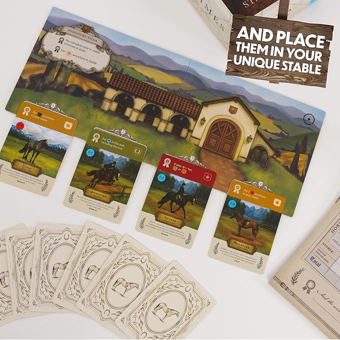 Stable Times Family Card Game - Cozy Board Game for Kids and Adults with Real Unique Horses - Great for Family Game Night Ages 8+ 1-5 Players 20-30 Minutes