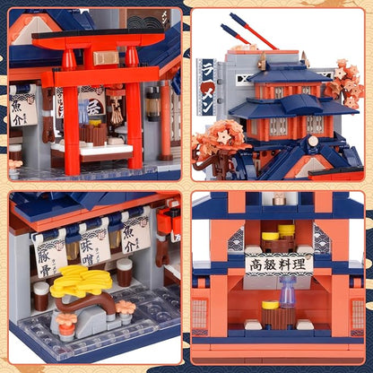 Oichy Japanese Street View Ramen Shop Mini Building Blocks Creative City Architecture Model Set 1083 PCS Mini Bricks Construction Toy Building Sets Idea Gifts for Kids and Adults