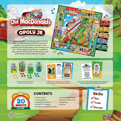 MasterPieces Kids &amp Family Board Games - Old MacDonald's Farm Opoly Jr. - Officially Licensed Board Games for Kids &amp Family