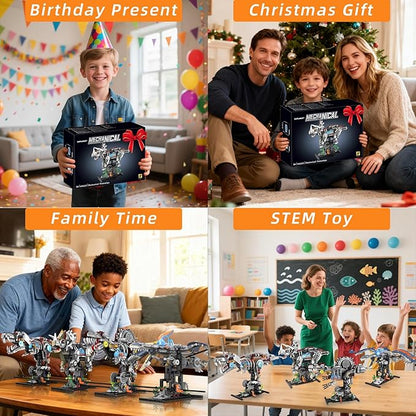 Mechanical Triceratops Dinosaur Building Set with Lights Rotatable Components &amp Display Stand STEM Building Set for Boys 8-14 Home Office Decor for Adults Mechanical Enthusiasts（715PCS）