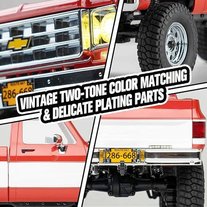 EAZYRC FMS FCX18 1/18 Chevrolet K10 RC Truck Officially Licensed 4WD RC Crawler 2 Speeds Switch with LED Lights Off-Road RC Car for Adults (Black)