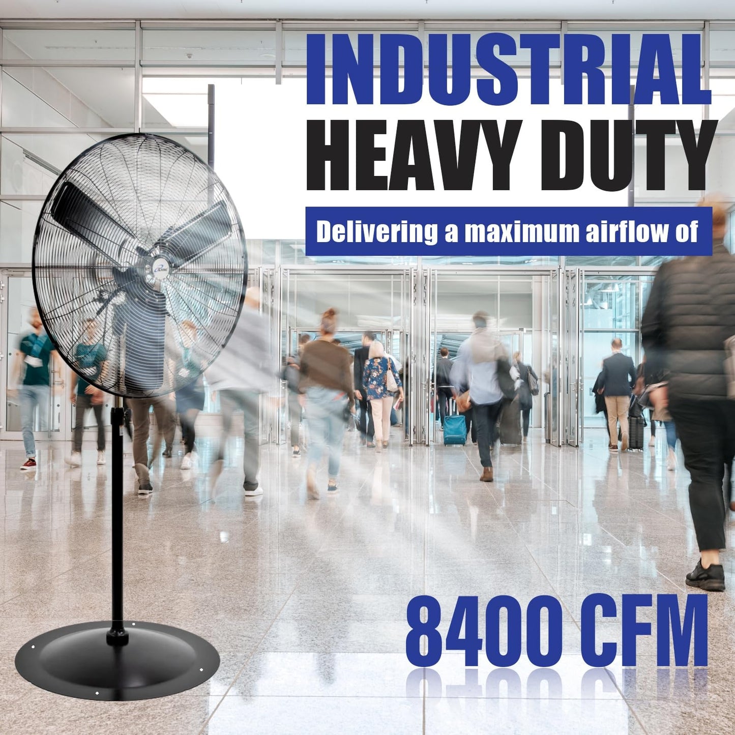 iLiving 30" Commercial Pedestal Oscillating Fan - Shop, Garage, Warehouse - 120V 1.8A 8400 CFM