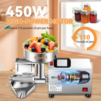 Newhai 450W Electric Tomato Strainer Commercial Tomato Milling Machine Stainless Steel Food Press Sauce Maker Food Squeezer Machine 110volt
