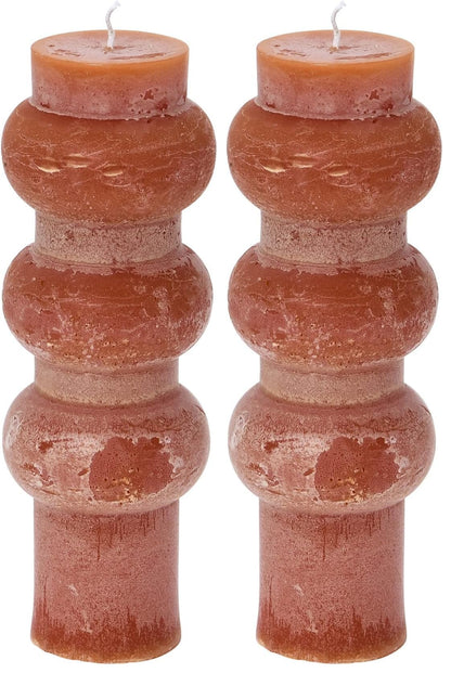 Creative Co-Op Unscented Totem Pillar, Spice Candles, 3" L x 3" W x 9" H, Orange (Pack of 2)