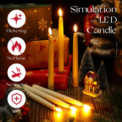 Baquler 24 Pcs Flameless Taper Candles LED Taper Candles Flickering Bulk Ivory LED Candlestick for Easter Wedding Church Halloween Christmas Party Decor Table Centerpiece, 8.5 in, No Batteries