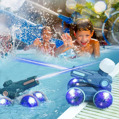 3-in-1 Remote Control Car RC Boat &amp Water Gun - Amphibious RC Car for Land &amp Water Adjustable Speed Waterproof Perfect Valentines Birhtday Gifts for Kids-Green