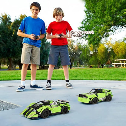 STEM Building Toys for Kids with 2-in-1 Remote Control Racer Snap Together Engineering Kits Early Learning Racecar Building Blocks - Best Gift for 6 7 8 9＋Year Old Boys and Girls