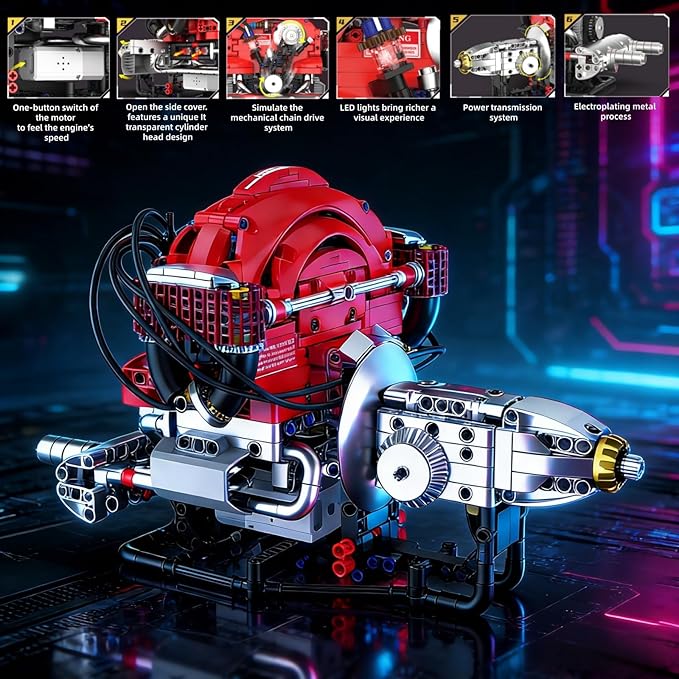 L4 Engine Building SetVisible 4-Cylinder Engine Model Kit that Run with App Control &amp Light and Motor STEM Mechanical Engineering Toy for Adults Ideal Gift &amp Display for Home and Office