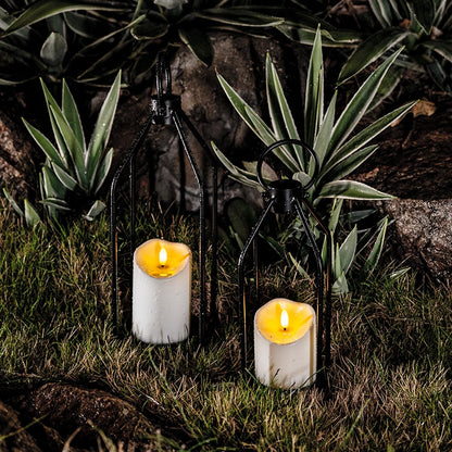 Homemory Outdoor Waterproof Flameless Candles, LED Candle with Remote and Timer, Battery Operated Candles, Electric Fake Plastic Candles, Ivory White, Set of 3