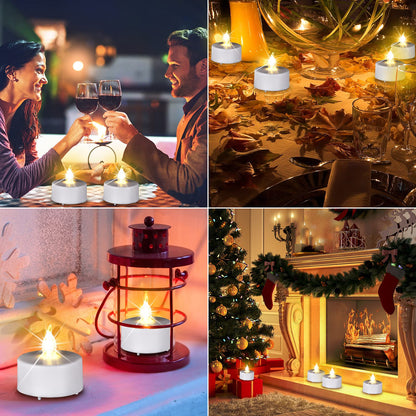 Paichi Battery Operated Flameless Tea Lights, Led Flickering Electric Votive Candle 24 Pack Realistic and Bright for Seasonal, Festive Celebrations and Holiday Gifts Warm White Lamp Long Lasting