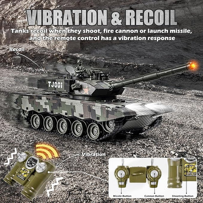 1/24 RC Battle Tank Set Remote Control US M1A2 Abrams and Chinese Type 99 Model Tank That Shoots for Kids and Adults 2.4G Army Toy for Boys Age 6+ Year Old with Sound Lights and Smoke
