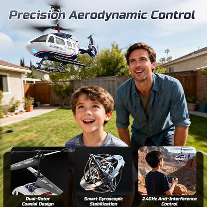 DEERC RC HelicopterRescue Remote Control Helicopter for Kids &amp AdultsToys Helicopter with Altitude Hold One Key take Off/Landing LED Light Low Battery Reminder Gift for Boys Ages 8-12