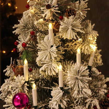 DRomance Christmas Tree Flameless Taper Candle Lights Battery Operated with 10-Key Remote and Timer, 30 Pack Plastic 3D Wick Flickering LED Taper Candles Multi-Using Home Garden Holiday Decor 3.4"