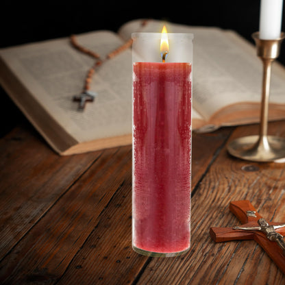 Mega Candles 3 pcs Unscented Red 7 Day Glass Container Devotional Prayer Candles, Premium Wax Candle 2 Inch x 8 Inch, Sanctuary, Vigils, Prayers, Blessings, Religious, Memorials, Remembrance
