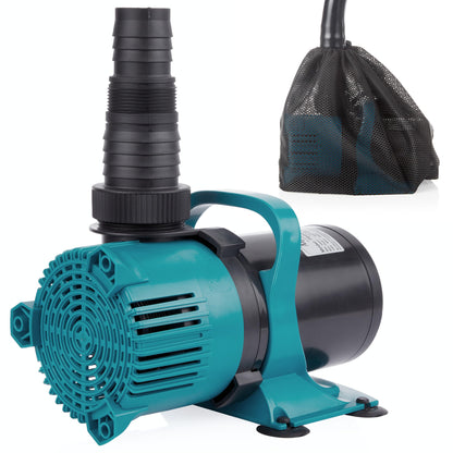Alpine Corporation 4700 GPH Vortex Submersible Water Pump with 20 Ft Cord for Ponds, Fountains and Water Circulations, Quiet Operation Vertical/Horizontal, 18.5 Ft Lift 216 Watts, Black/Teal