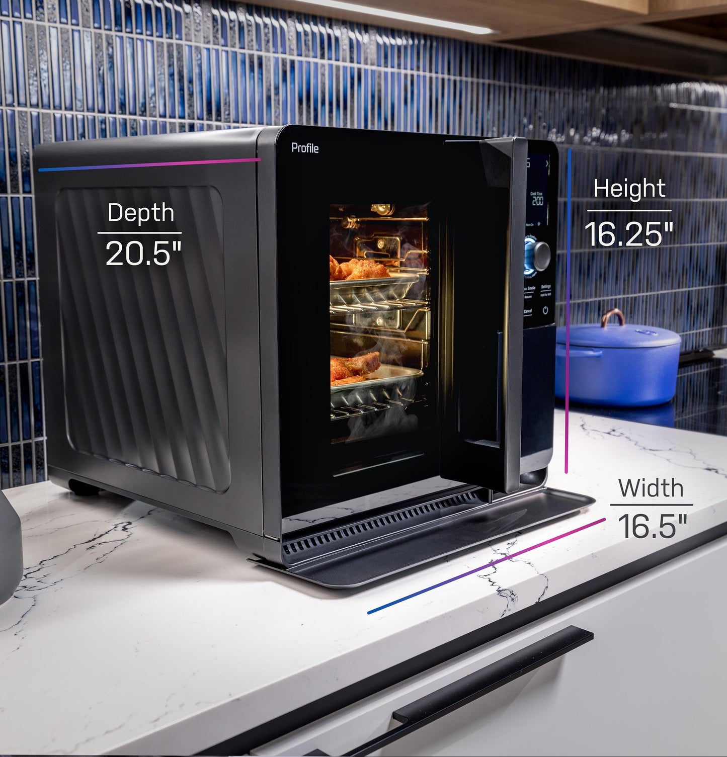 GE Profile™ Smart Indoor Pellet Smoker, with Active Smoke Filtration, 5 Smoke Control Settings, WiFi Connected, Electric, Countertop BBQ Appliance, Black