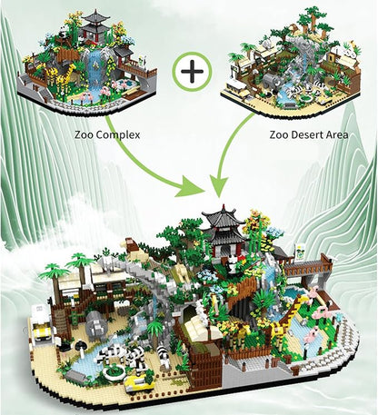 Zoo Building Model Set 5000 Pcs Desert Zoo Micro Building Toys Creative Zoological Park Model Set Micro Particle Modular Building House Gift for Adult and Teens